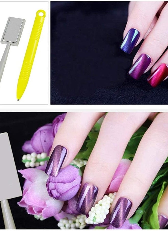 Ideal Swan - 11 Piece Magnet Nail Art Polish Tool Set, Cat Eye Gel Polish 3d Gel Nails Cat Eye Plastic Tool-Suitable for DIY 3d Magnetic, Salon, Studio or Home - Image 1