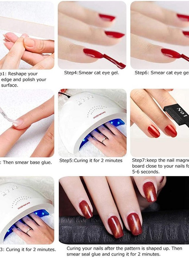 Ideal Swan - 11 Piece Magnet Nail Art Polish Tool Set, Cat Eye Gel Polish 3d Gel Nails Cat Eye Plastic Tool-Suitable for DIY 3d Magnetic, Salon, Studio or Home - Image 1