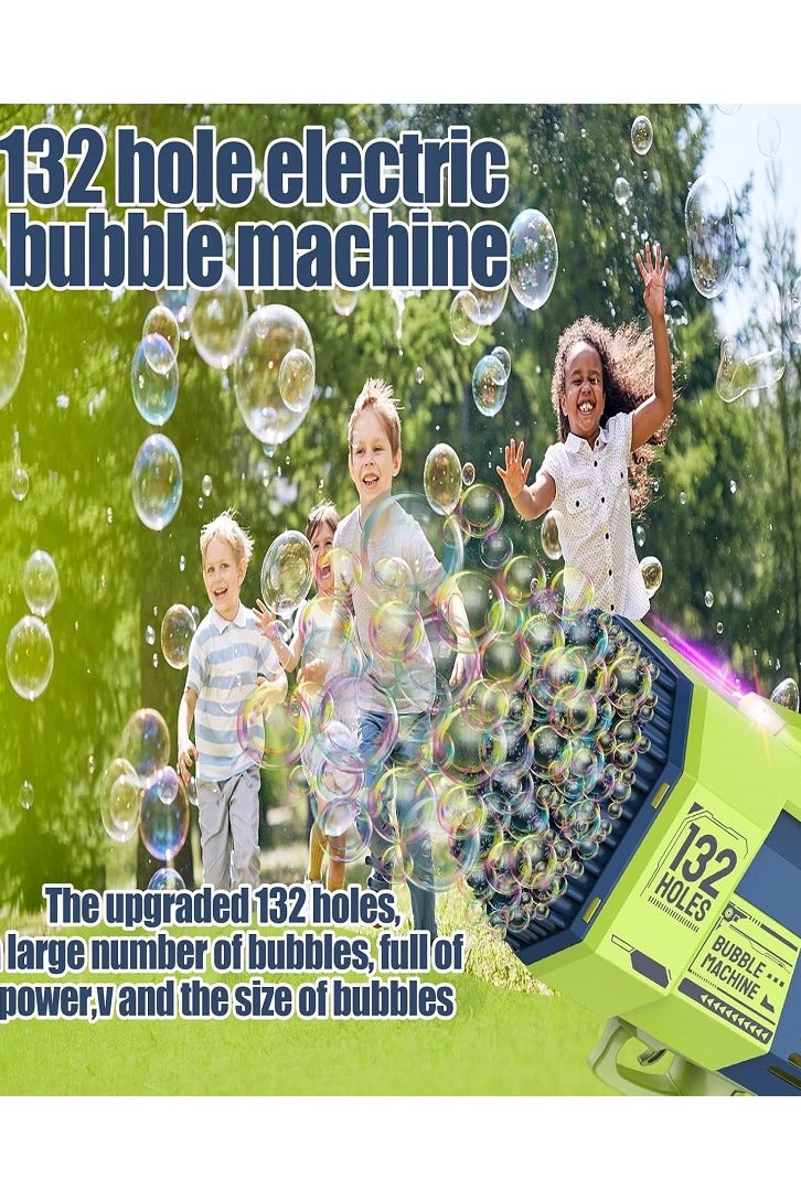 Bubble Machine 132 Hole Bubble Gun Machine – Rocket Launcher Bubble Blower Toy with Colorful Lights, Big Bubble Maker for Kids, Outdoor & Indoor Fun (Green) - Image 4