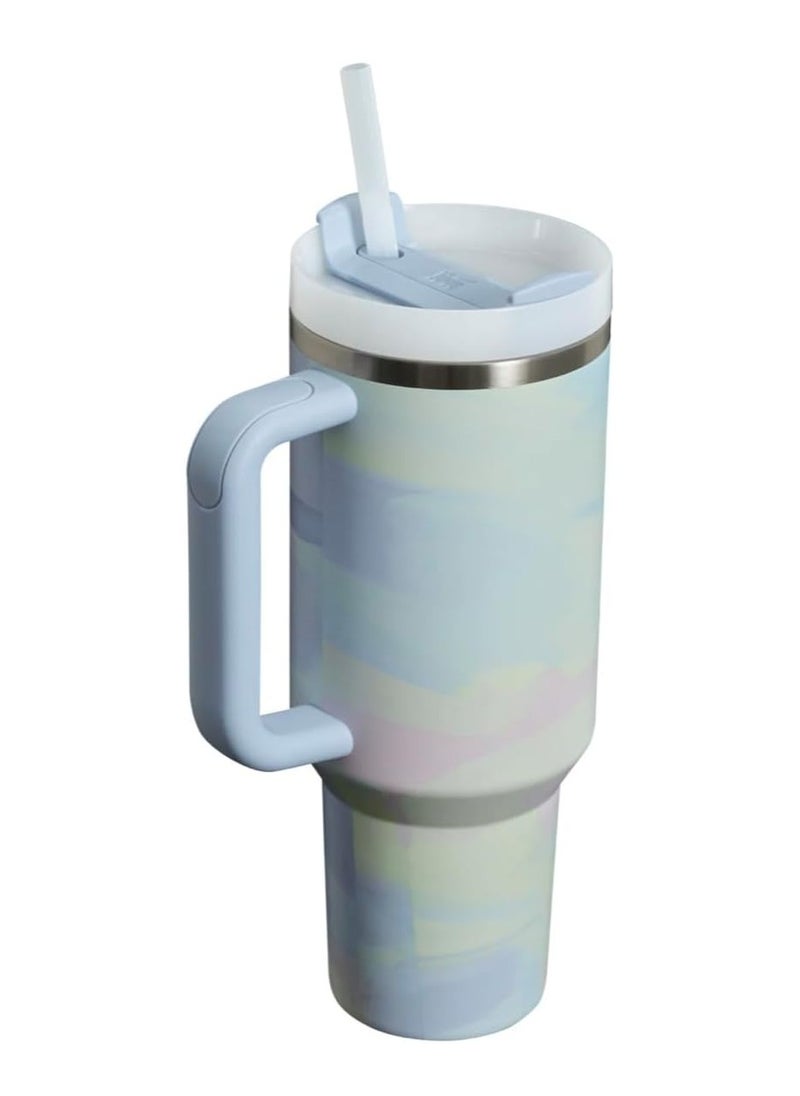 Stanley Stanley Quencher H2.0 FlowState 40 oz Stainless Steel Water Bottle Insulated Tumbler Iced Coffee Cup Mug with Lid and Straw for Cappuccino, Tea, Espresso, Drinks, Juice - Blue  - Image 2