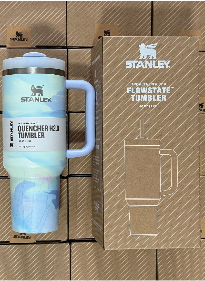 Stanley Stanley Quencher H2.0 FlowState 40 oz Stainless Steel Water Bottle Insulated Tumbler Iced Coffee Cup Mug with Lid and Straw for Cappuccino, Tea, Espresso, Drinks, Juice - Blue  - Image 3
