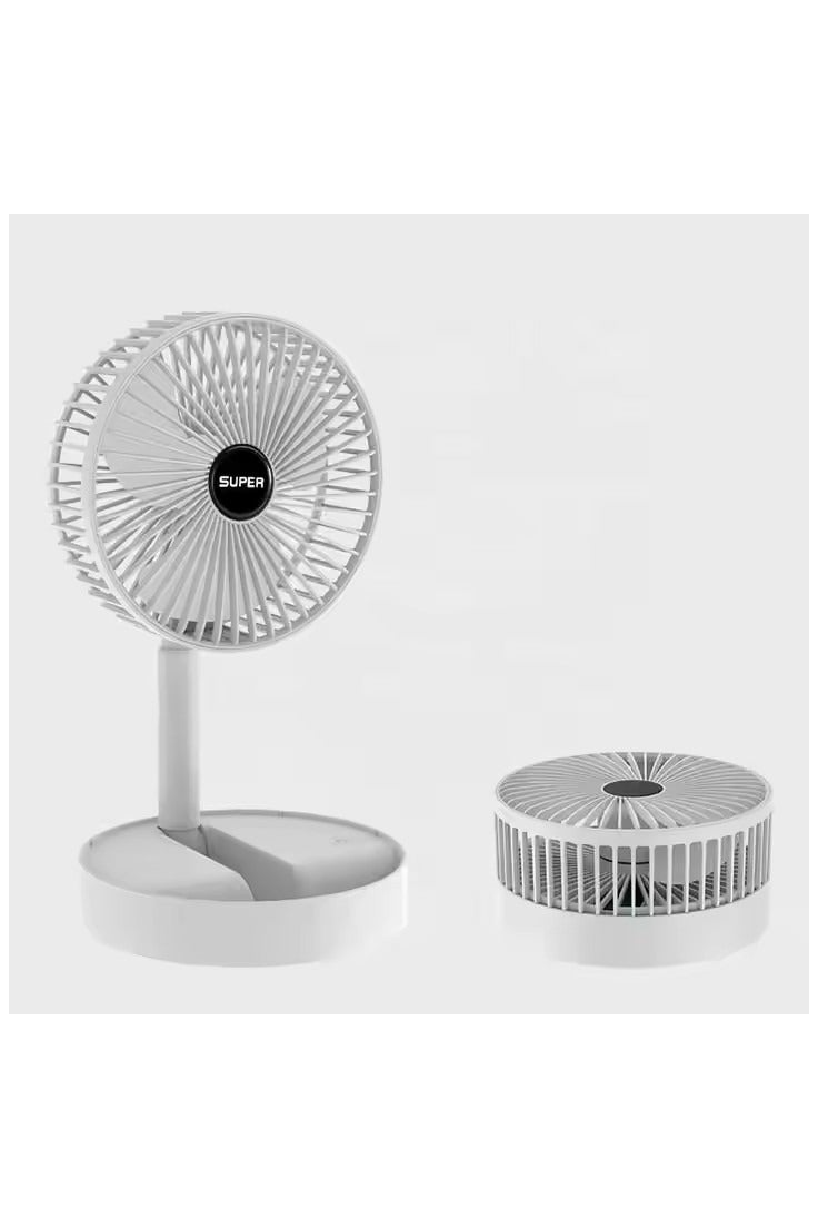 Super Foldable & Retractable Table Fan – USB Rechargeable – 3 Speeds – Low Noise – Built-in LED Light – Compact Design for Home, Office, Camping & Travel – Phone Holder Included – Quiet Operation & Strong Wind – Adjustable Height – Model FS-21 - Image 2