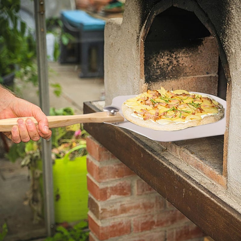 Luvan Aluminum Metal Pizza Peel with Foldable Wooden Handle,12x14 Inch Aluminum Pizza Peel,Pizza Paddle Foldable Pizza Spatula Paddle for Oven,Baking Homemade Bread - Image 5