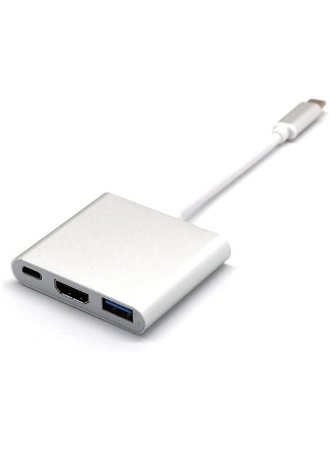 Type-C Cable Connector, 3 in 1 Type-C to USB, Type-C to HDTV Converter 4K Adapter, Multi-port Converter