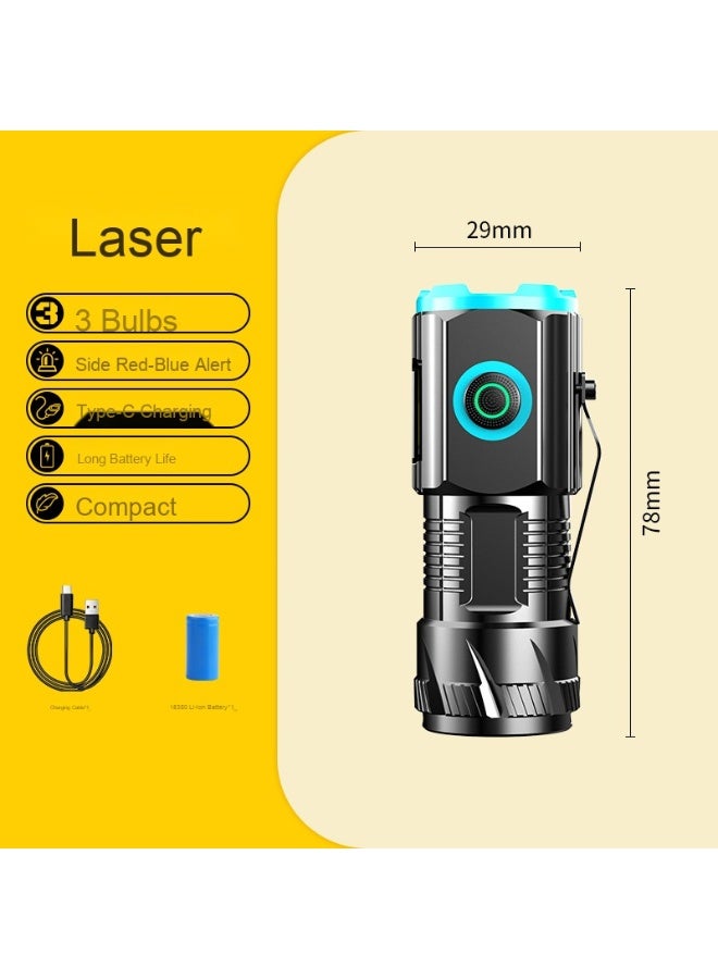 Three-LED Aluminum Alloy Bright Flashlight - Multifunctional Portable Lighting Tool