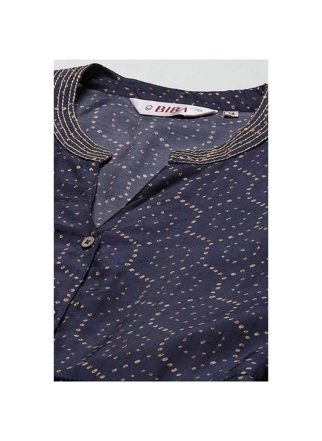 Biba - BIBA Polyester Blend Collar Neck Womens Kurta Sharara Set (NAVY, 34) - Image 1