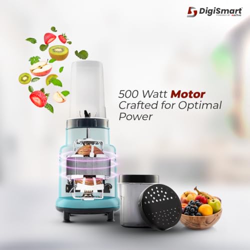 DIGISMART Easy Mix Nutri 2 Jar Mixer Grinder for Smoothies, Chutney & Shakes, Long Lasting Shock Proof Abs Body, Powerful 500 Watt Heavy Duty Motor With 2 Years warranty - Image 4