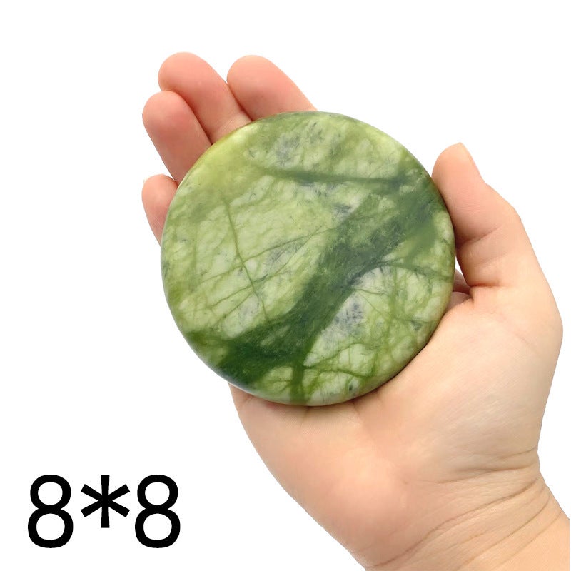 Olive jade massage stone 8*8 essential oil SPA hot stone volcanic energy stone natural jade glazed jade Lushan jade green jade(8*6) - Image 3