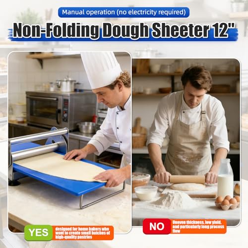 Atdsetr Folding Dough Rolling Machine，Manual Dough Sheeter ，Compact Dough Sheeter Machine For Bakery Pizza，Dough Machine With Adjustable Thickness, Stainless Steel（2 Rolling Boards） - Image 5