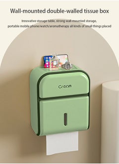 HaveDream Bathroom Tissue Box, Wall-Mounted High-Grade Waterproof Punch-Free tissue Box - Nordic Green  - Image 2
