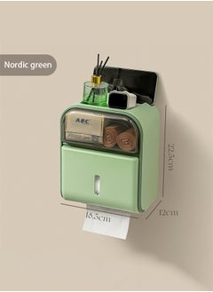 HaveDream Bathroom Tissue Box, Wall-Mounted High-Grade Waterproof Punch-Free tissue Box - Nordic Green  - Image 1