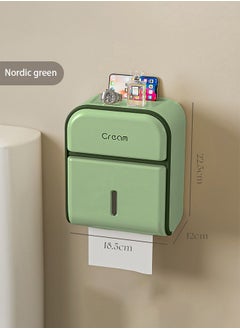 HaveDream Bathroom Tissue Box, Wall-Mounted High-Grade Waterproof Punch-Free tissue Box - Nordic Green  - Image 3