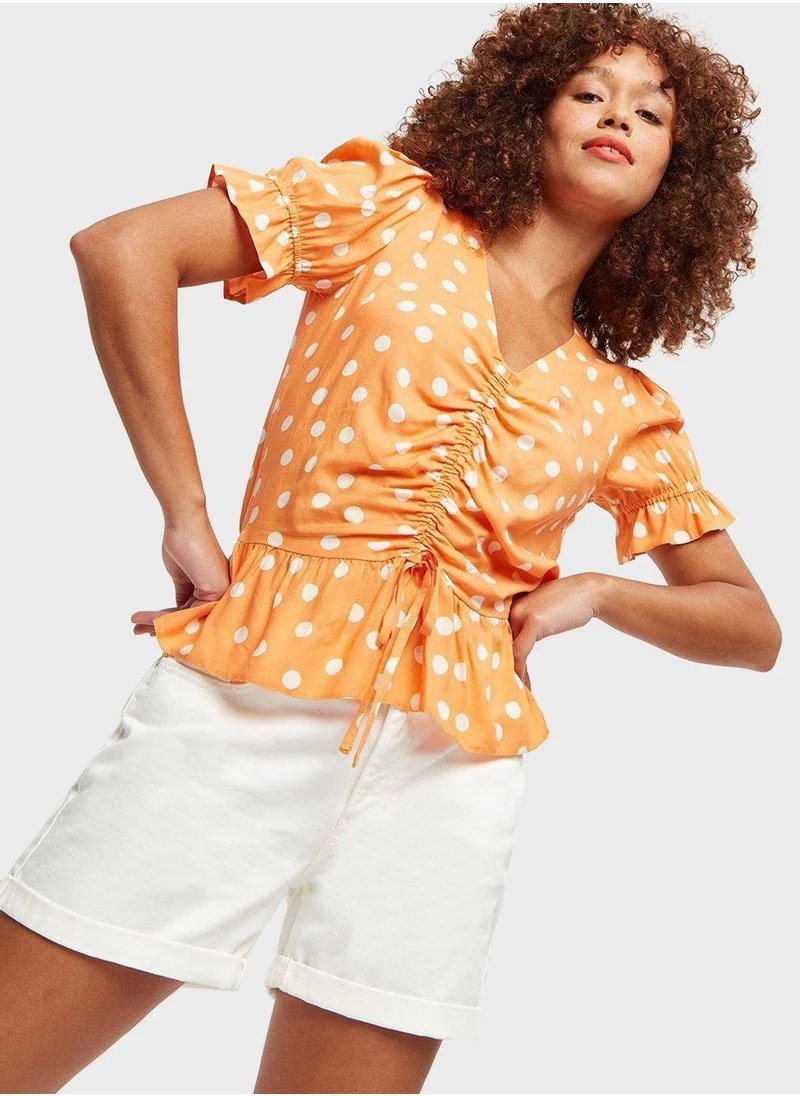 DOROTHY PERKINS Polka Dot Ruched Crop Top