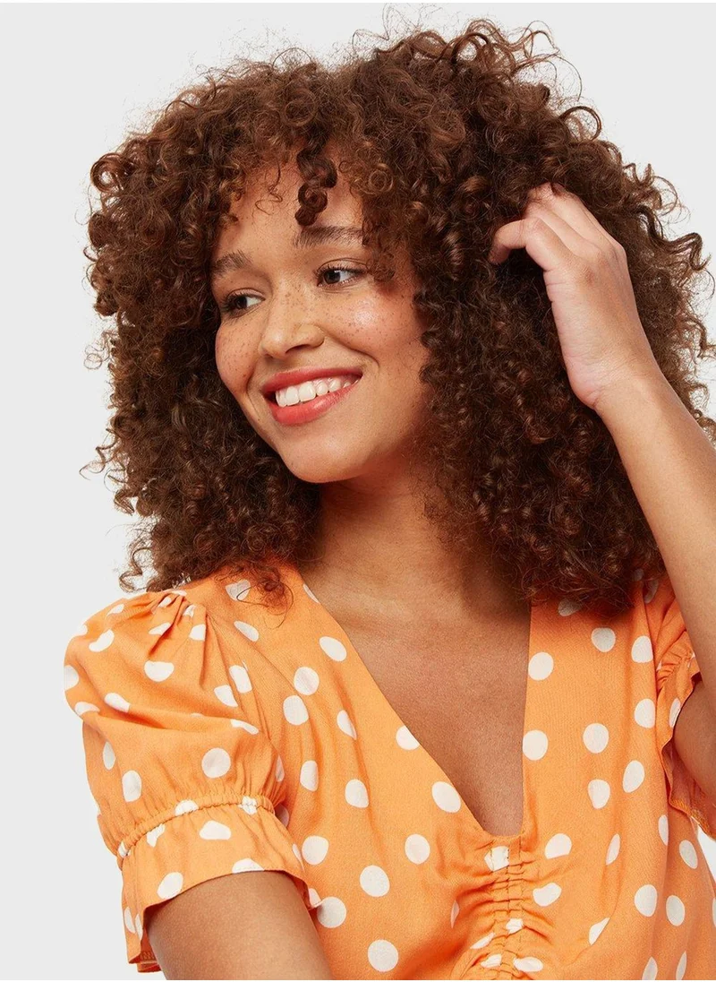 DOROTHY PERKINS Polka Dot Ruched Crop Top
