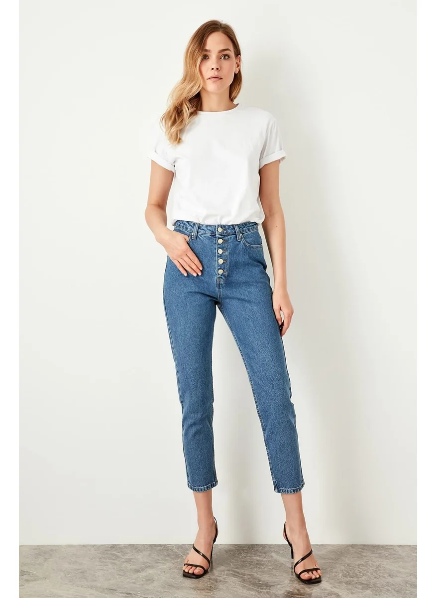ترينديول High Waist Button Front Mom Jeans