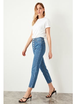 ترينديول High Waist Button Front Mom Jeans  - Image 4