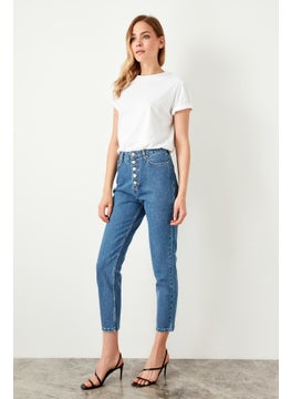 ترينديول High Waist Button Front Mom Jeans  - Image 3