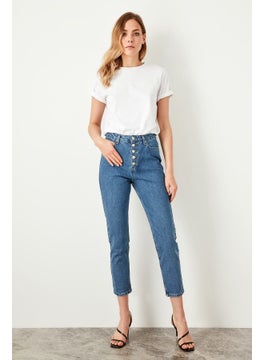 ترينديول High Waist Button Front Mom Jeans  - Image 1
