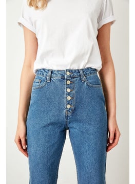 ترينديول High Waist Button Front Mom Jeans  - Image 5