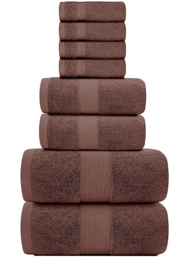 White Classic White Classic Luxury Bath Towel Set of 8 Pieces - 100% Turkish Cotton Highly Absorbent Towels for Bathroom, 2 Luxury Bath Towels 700GSM, 2 Hand Towels, 4 Washcloths, Brown  - Image 2