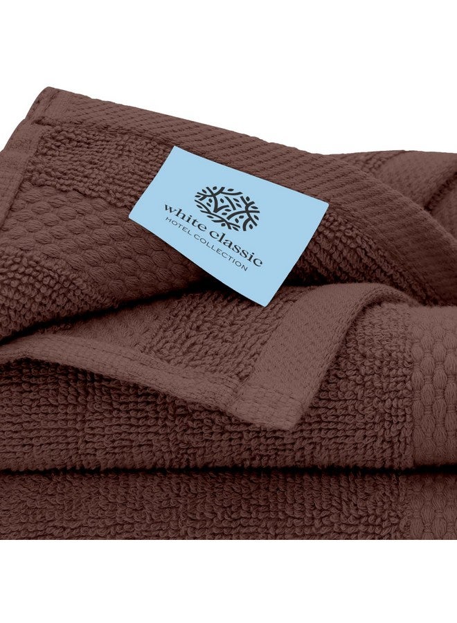 White Classic White Classic Luxury Bath Towel Set of 8 Pieces - 100% Turkish Cotton Highly Absorbent Towels for Bathroom, 2 Luxury Bath Towels 700GSM, 2 Hand Towels, 4 Washcloths, Brown  - Image 5