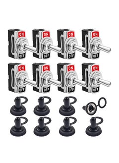 Toggle Switch, Waterproof Heavy Duty Toggle Switch, SPST 2 Pin Waterproof Toggle Witch 12V 20A, Heavy Duty ON Off Switch for Boat, Yacht, Vessels (8 Pcs)
