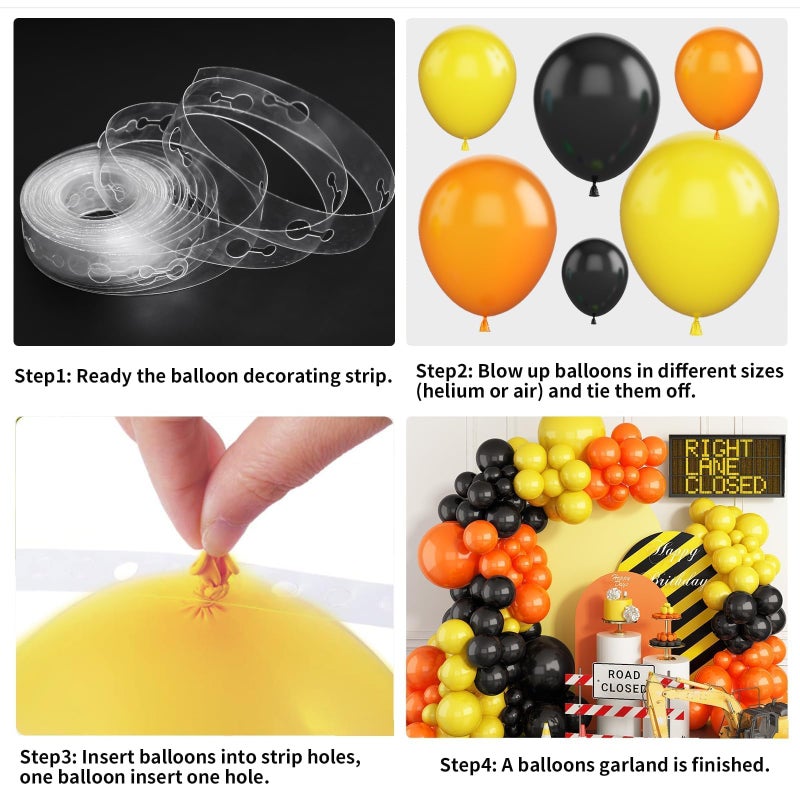 Sowide Construction Party Balloon Garland Kit, Construction Birthday Party Supplies Orange Black Yellow Balloon Garland with Truck Foil Balloon for Construction Quarantine Party Decorations - Image 3