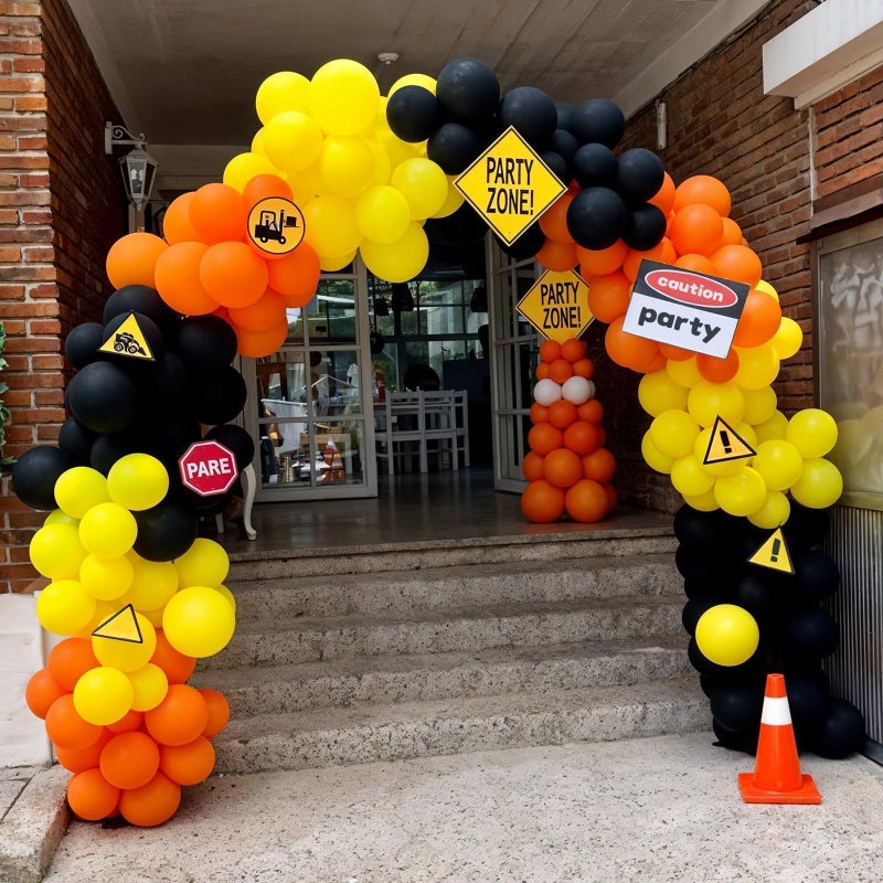 Sowide Construction Party Balloon Garland Kit, Construction Birthday Party Supplies Orange Black Yellow Balloon Garland with Truck Foil Balloon for Construction Quarantine Party Decorations - Image 4