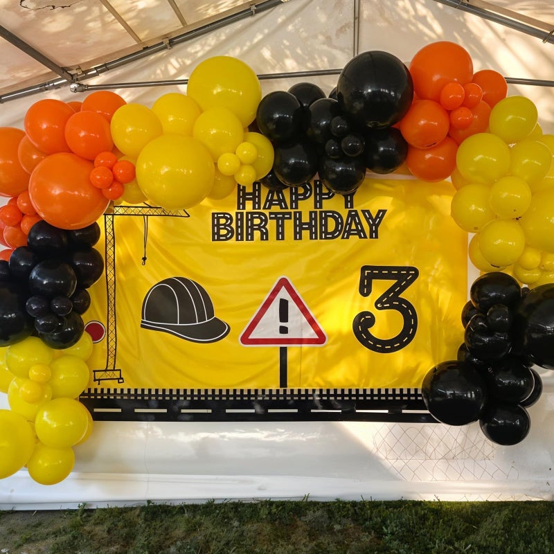Sowide Construction Party Balloon Garland Kit, Construction Birthday Party Supplies Orange Black Yellow Balloon Garland with Truck Foil Balloon for Construction Quarantine Party Decorations - Image 5