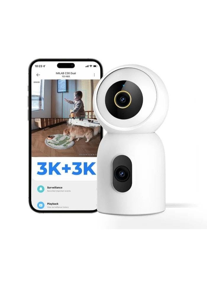 إيميلاب كاميرا المراقبة الذكية Imilab C30 ثنائية العدسة بدقة 5 ميجابكسل و3K مع خاصية المراقبة ثنائية العرض - Image 2