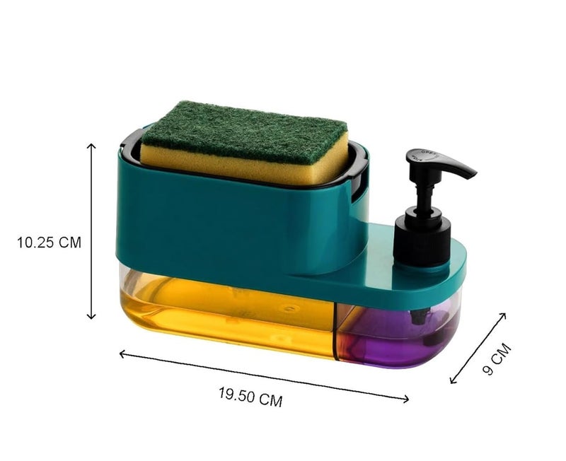 BENAVJI Outdoor Living 3-in-1 Sink Soap Dispenser with Sponge Holder – Dual Liquid Pump for Dishwashing Liquid & Hand Wash, Kitchen Counter Organizer Pack of 2 - Image 3