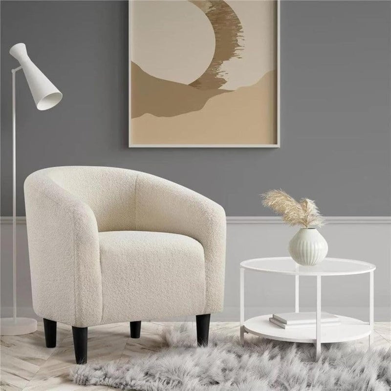Comfynest Wooden Twist Boucle Fabric Lounge Chair, Cozy 1-Seater with Solid Wood Frame, Elegant and Comfortable Lounge Chair for Living Room or Bedroom - Image 1