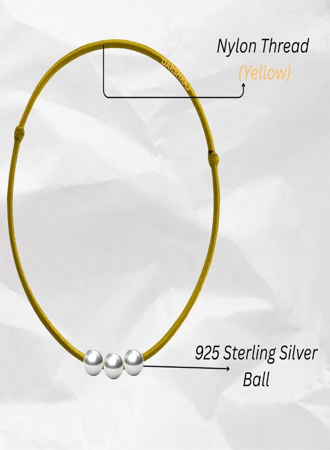 DARSHRAJ 925 Sterling Silver Anklet with 3 Moving Ball on YLW Thread | Handmade Jewelry for Women & Girls - Image 4