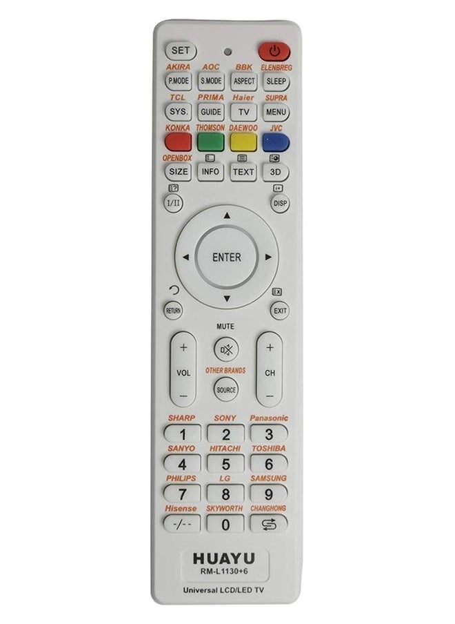 Huayu Universal Remote Control For All Smart LCD LED HDTV White (Setup Required)