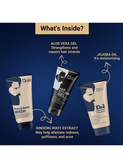 Qraa Men Winter Care Kit (Value Pack) For Glowing & Moisturised Skin | Ideal Gift Set For Men (Face And Beard Wash, 10 In 1 Hydra Moisturizer, Hair Styling Gel) 100Gm X3 | Pack Of 3  - Image 3