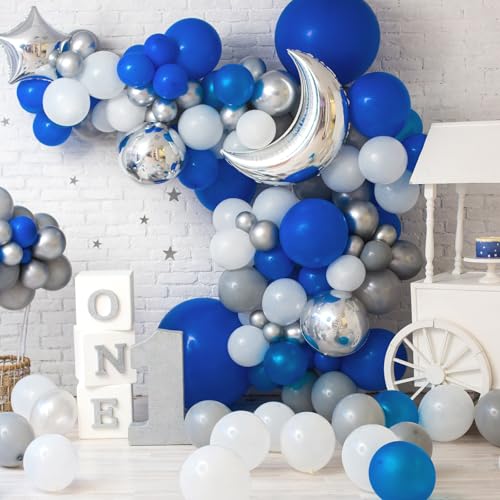 RUBFAC 129pcs Dark Blue Balloons Different Sizes 18 12 10 5 Inch for Garland Arch for Birthday Gender Reveal Baby Shower Graduation Party Decoration - Image 5