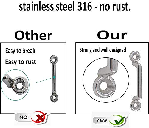Pmsanzay Stainless Steel 1 Inch Mount, Bimini Top Strap, Pad Eye,Footman's Loop for Jeep Corvette, Buggy, Kayak Tie Downs, 10 Piece Set - No Rust - Image 5
