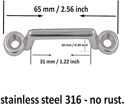 Pmsanzay Stainless Steel 1 Inch Mount, Bimini Top Strap, Pad Eye,Footman's Loop for Jeep Corvette, Buggy, Kayak Tie Downs, 10 Piece Set - No Rust - Image 2