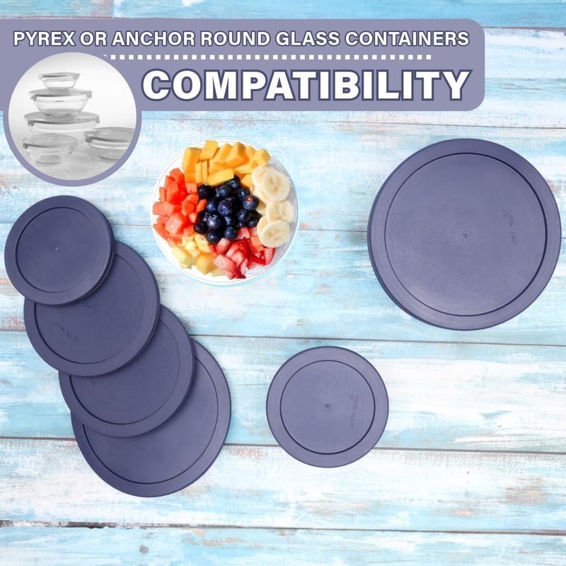 Cibi Food Storage Container Lids (2 Cups, Blue - 6PK) For Pyrex and Anchor Round Glass Containers, Dishwasher and Microwave Safe Replacement Lids - Image 5