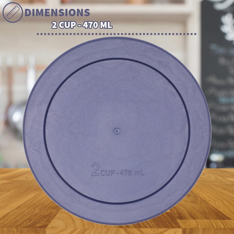 Cibi Food Storage Container Lids (2 Cups, Blue - 6PK) For Pyrex and Anchor Round Glass Containers, Dishwasher and Microwave Safe Replacement Lids - Image 2