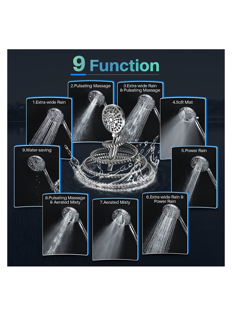 Y&D Shower Head High Pressure with Handheld, Heads Set, 10 Modes Showerhead Built-in Power Wash to Clean Bathroom Tubs Tiles, Detachable - Image 4