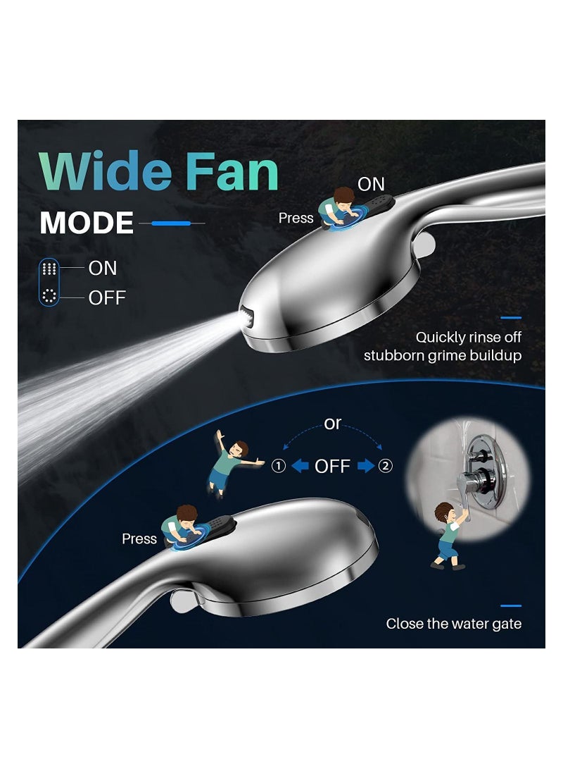 Y&D Shower Head High Pressure with Handheld, Heads Set, 10 Modes Showerhead Built-in Power Wash to Clean Bathroom Tubs Tiles, Detachable - Image 3