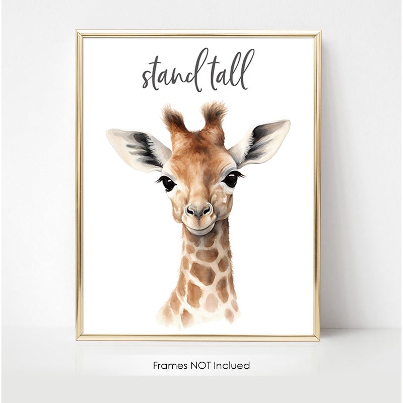 VicBou 6 PCS Cartoon Animals Wall Art Nursery Decor Cute Giraffe Leopard Zebra Deer Elephant Inspirational Wall Decor Unframed Posters Nursery Print Paintings Artwork for Home Bedroom Living Room 8x10 In - Image 4