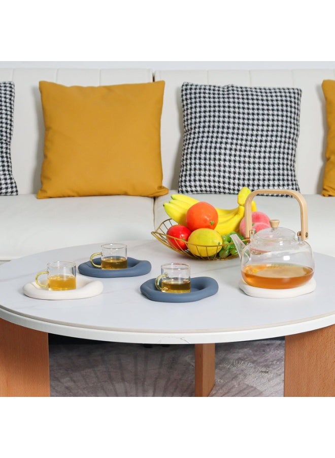 Bukela Silicone Cloud Coasters Set of 4, Non-Slip Drink Coasters for Coffee Cups, Dining Room Table Decor, Reusable Home Kitchen Accessories (White & Blue) - Image 4