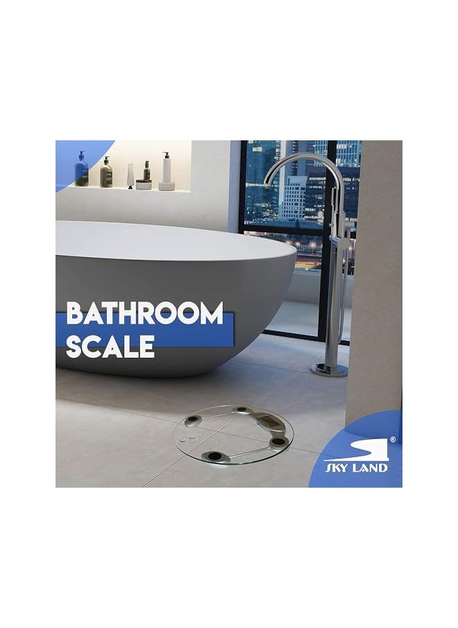 Sky Land SKY LAND Ultra Slim Digital Body Weighing Bathroom Scale Tempered Glass With A High Precision Sensor System, Backlit Lcd Display-EG-003  - Image 5