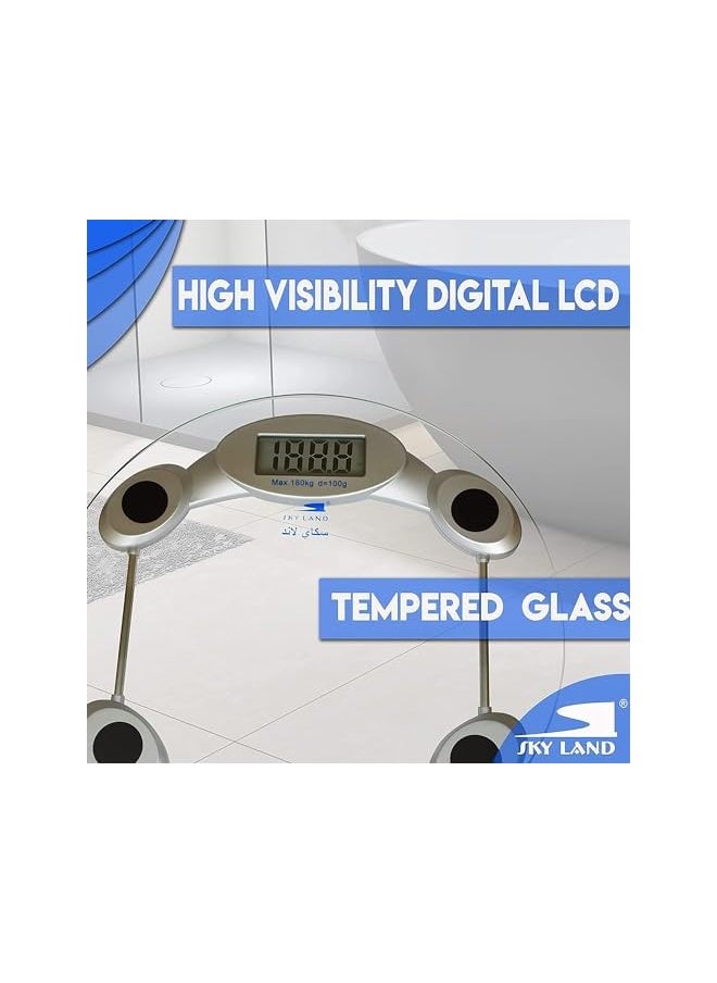 Sky Land SKY LAND Ultra Slim Digital Body Weighing Bathroom Scale Tempered Glass With A High Precision Sensor System, Backlit Lcd Display-EG-003  - Image 4