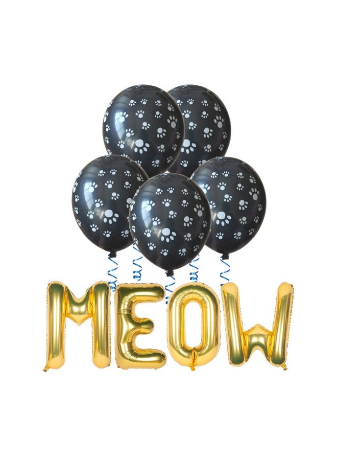 Atpata Funky Cat Birthday Foil Balloons Party Decorations/Cat Shape Party Balloons (Meow) - Image 1