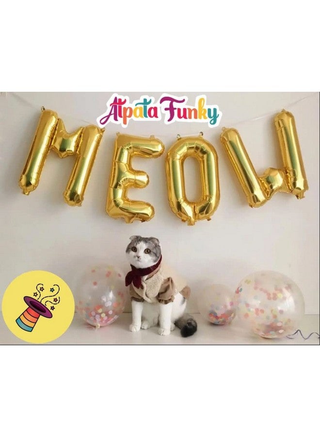 Atpata Funky Cat Birthday Foil Balloons Party Decorations/Cat Shape Party Balloons (Meow) - Image 3