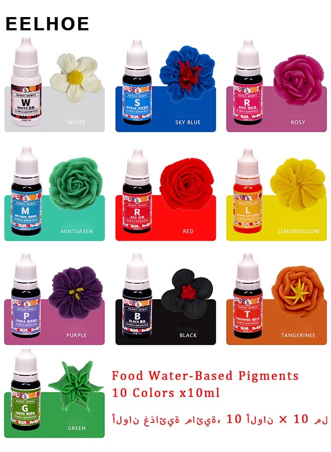EELHOE Food Coloring Liquid, Food Water-Based Pigments, 10 Colors x10ml Food Grade Vibrant Food Dye Concentrated Liquid Coloring For Cake Decorating, Baking, Eggs, Fondant, Icing, Slime Making DIY Supplies Kit, 0.35 Fl. oz/Bottles - Image 2