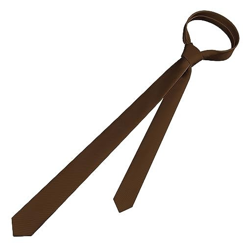Branduce 4cm Mens Silk Brown Tie for Wedding Party Tuxedo Solid Coffee Slim Necktie (TA07-22) - Image 4